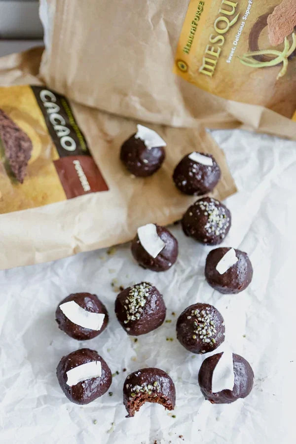 Raw Superfood Truffles with Cacao and Mesquite Powder